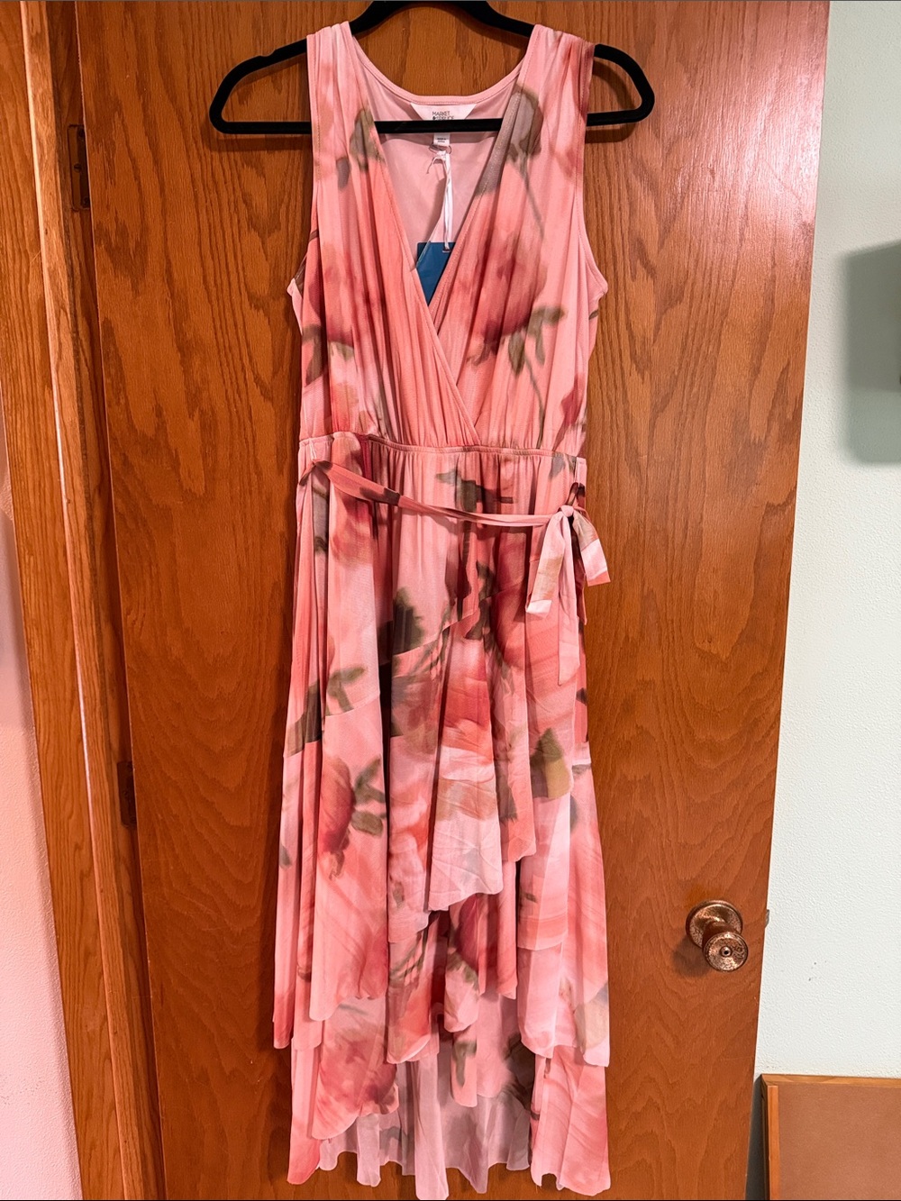 Market & Spruce Coral Floral Midi Dress